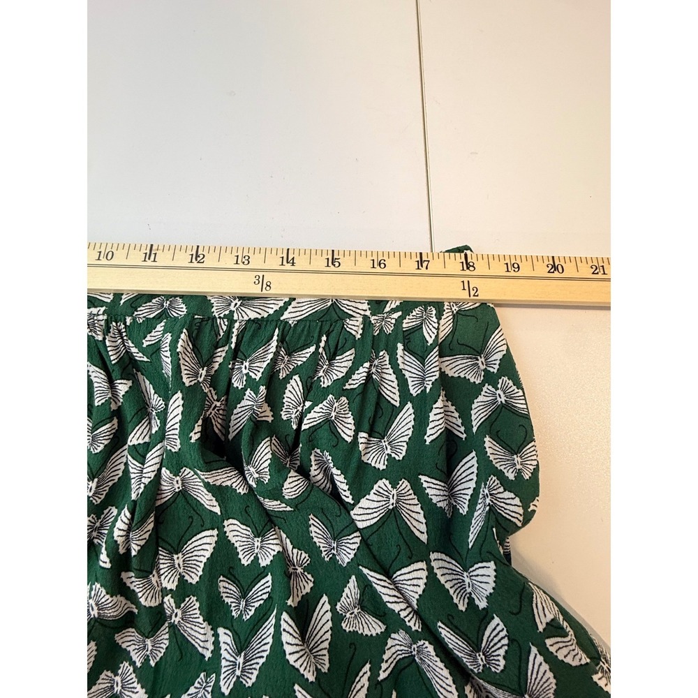 Maeve Acker Wide Leg Pants Womens XS S Green Butterfly Print Anthropologie - Picture 7 of 11